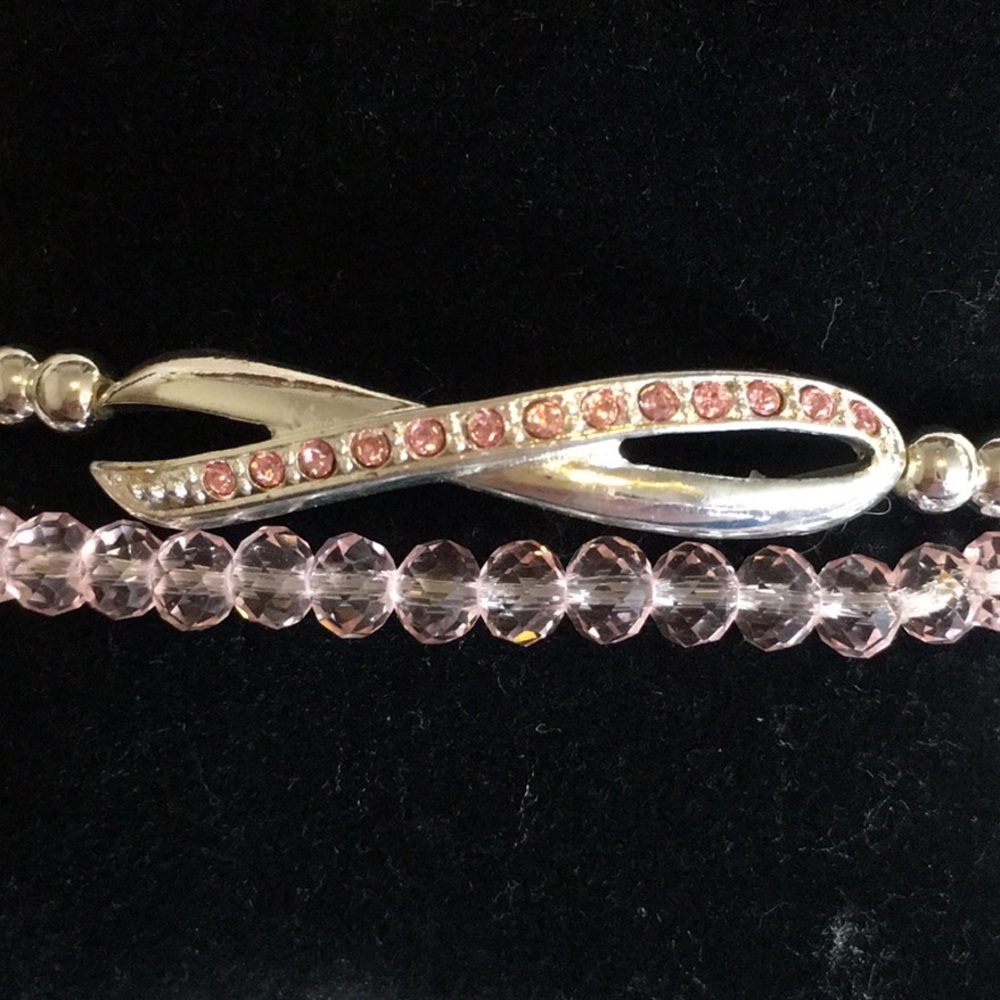Avon Pink Hope Stretch Bracelet Set Ribbon